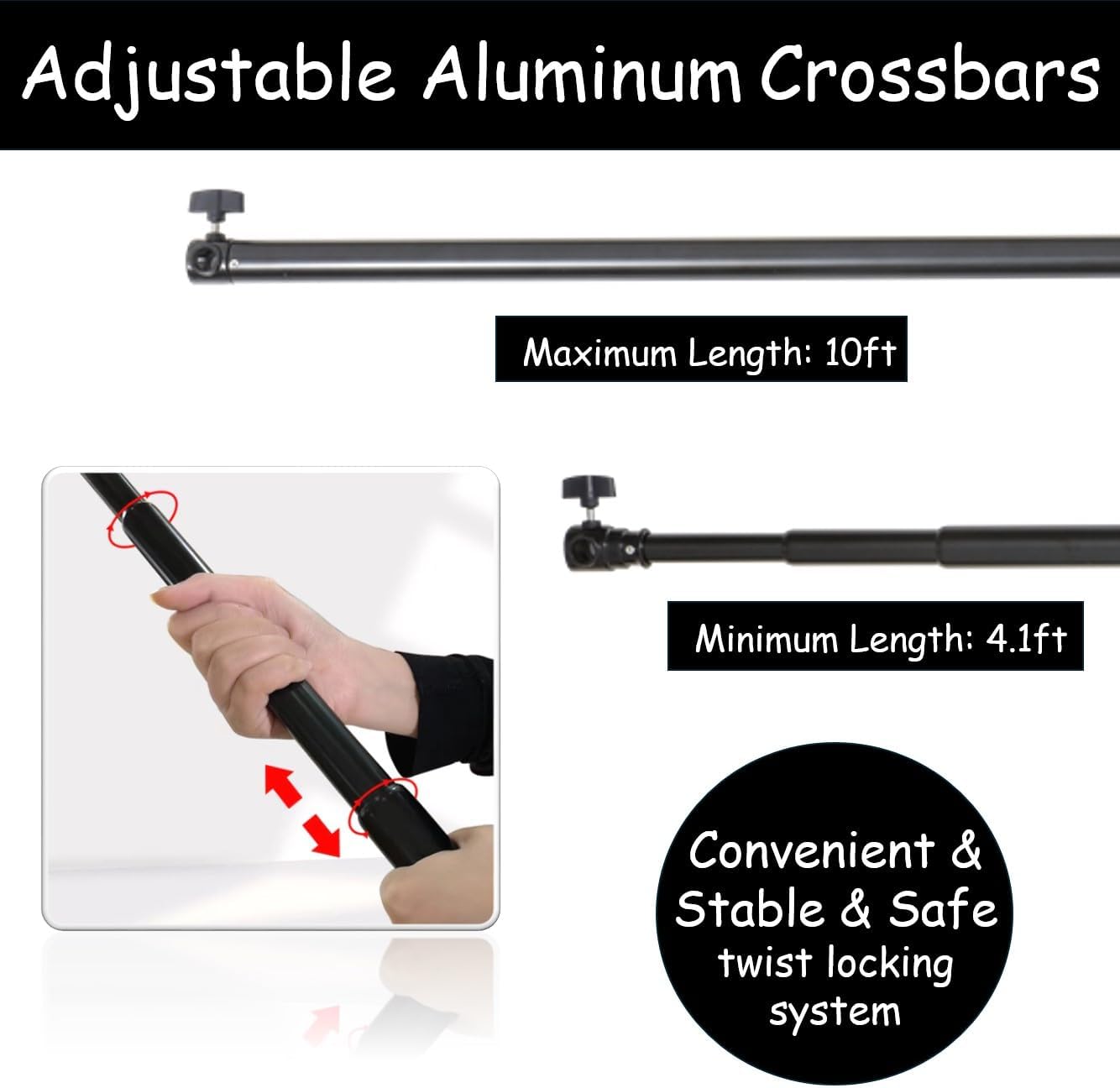 10x20 ft Heavy Duty Back Drop Adjustable Stand, Photo Backdrop Stand Kit for Photography with Carrying Bag, Convertible to Backdrop Stand 10x10 Adjustable Width.