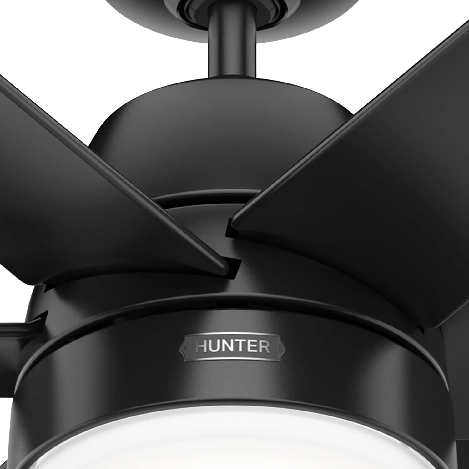 Hunter 60 inch Outdoor or Indoor Ceiling Fan with LED Light - Black Ceiling Fan with Wall Control, For Patio, Garage, or Porch, Quiet, Standard Mount, 6 Blades - Skysail 51875, Matte Black