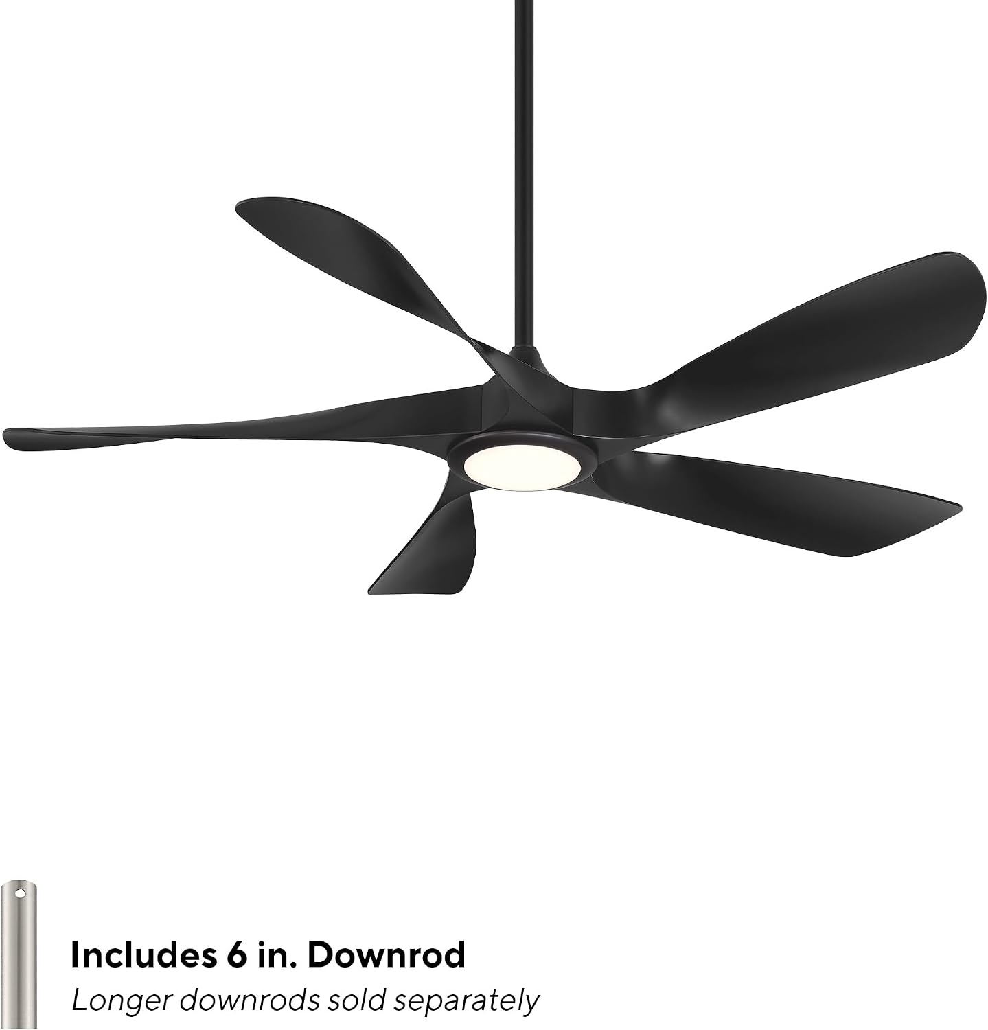 WAC Smart Fans Swirl Indoor and Outdoor 5-Blade Smart Home Ceiling Fan 54in Matte Black Adjustable CCT 2700-3000-4000-5000K LED Light Kit and Remote Control works with Alexa and iOS or Android App