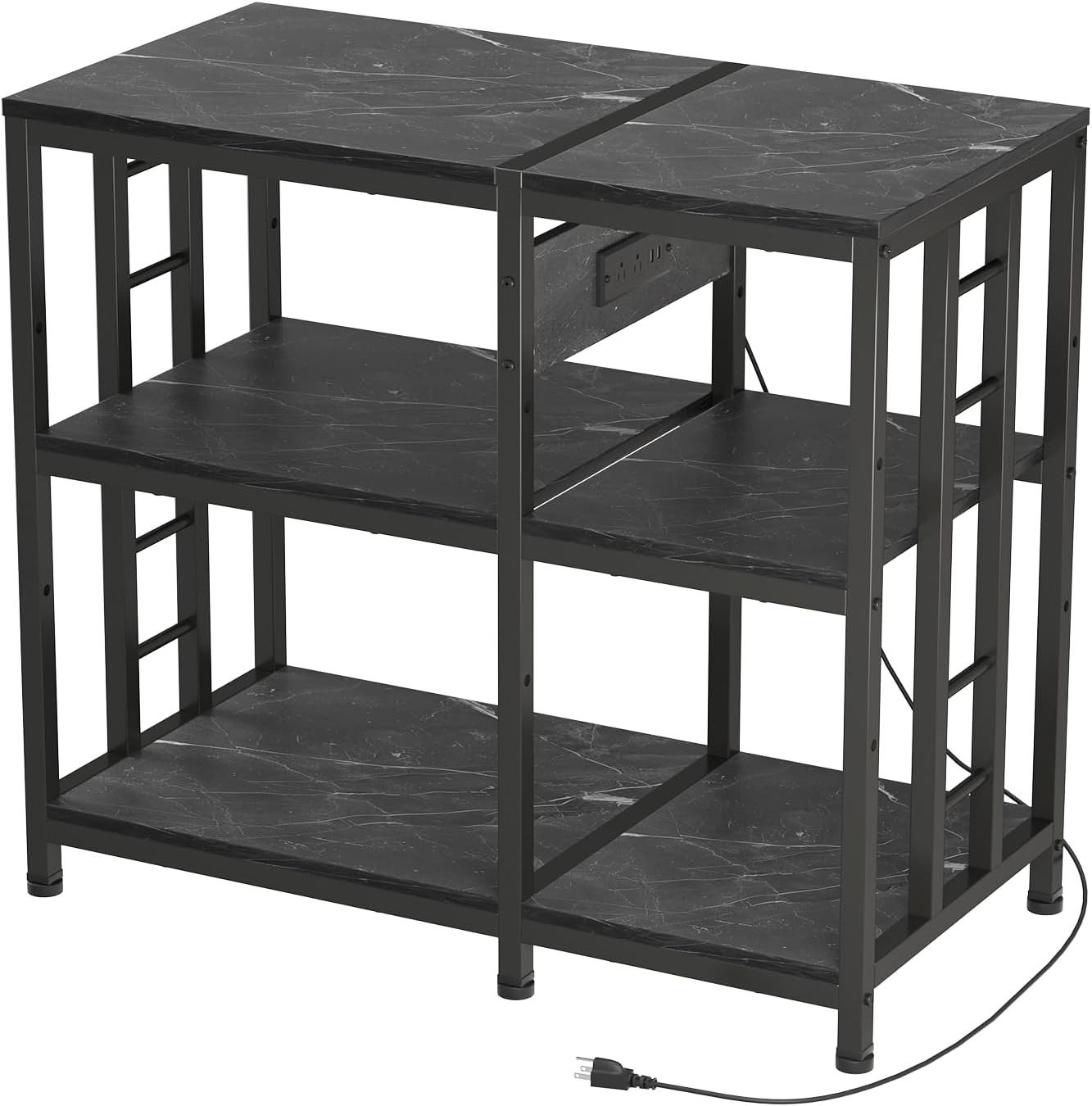 Reinforced 40-50 Gallon Aquarium Stand with Power Outlet | Ultra-Stable 720LBS Capacity Metal Fish Tank Stand for Reptile/Aquatic Setups, 5-Tier Adjustable 37'x19' Steel Shelving System