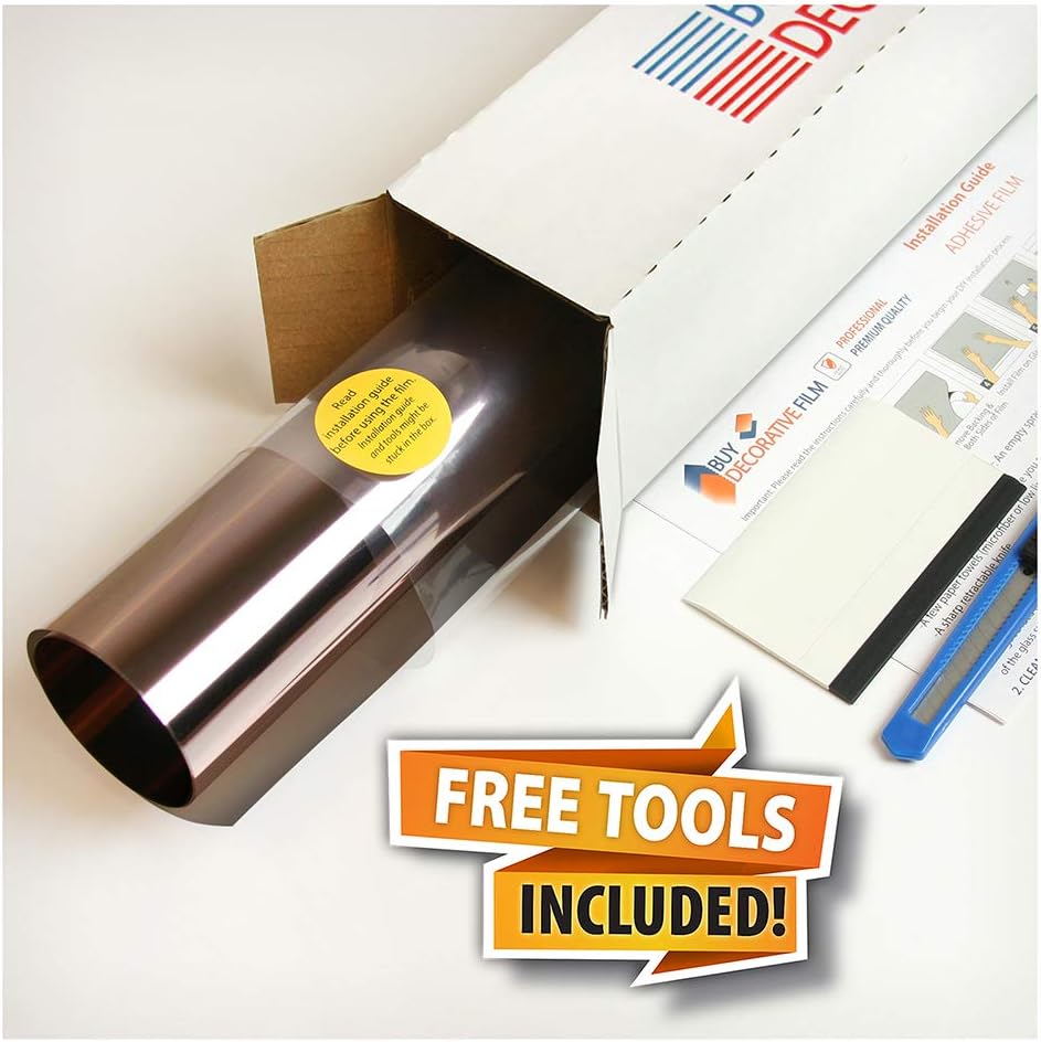 BDF BRZ20 Window Film Bronze Reflective Sun Control and Daytime Privacy (Dark) - 48in X 24ft