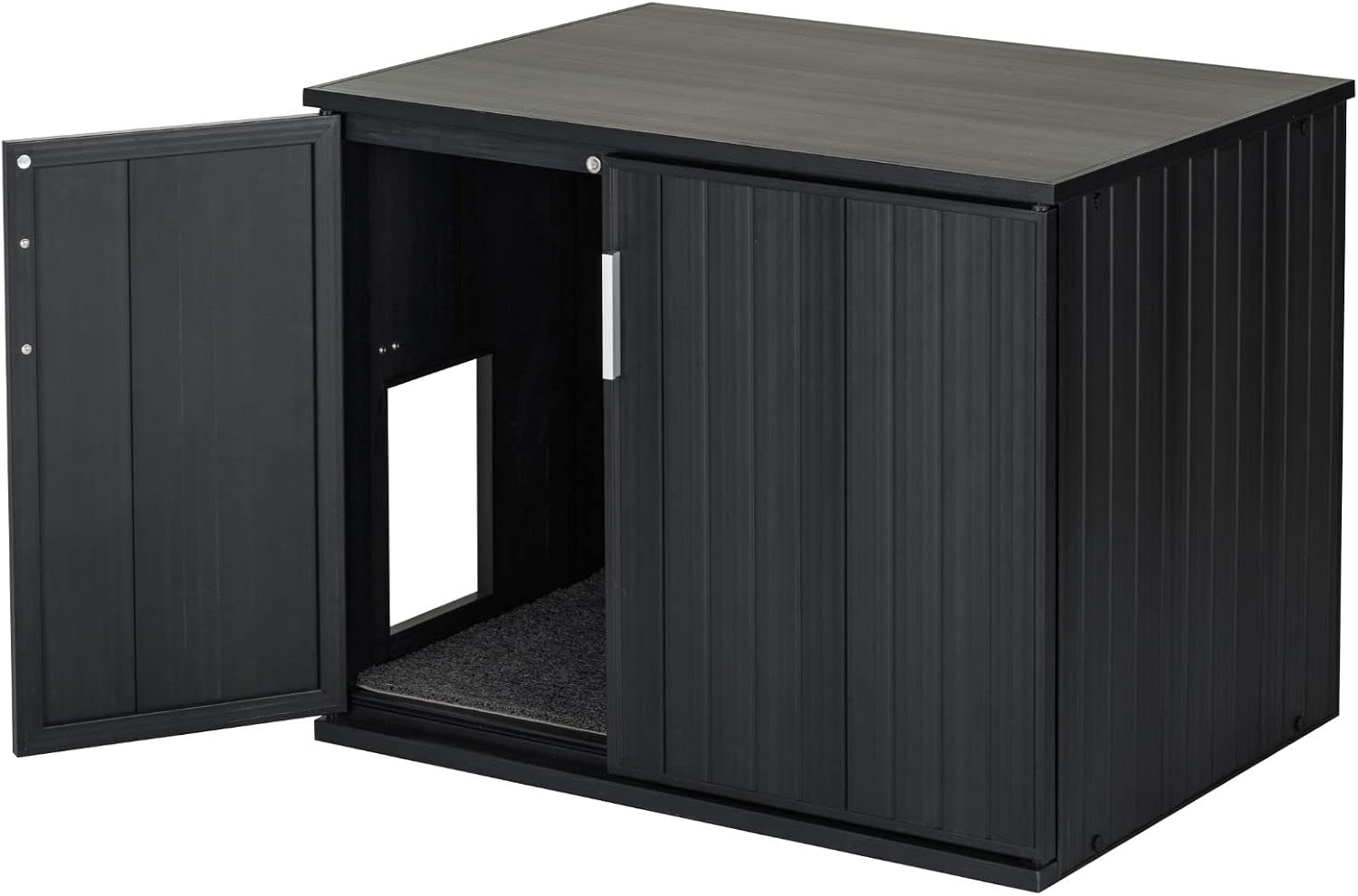 New Age Pet ECOFLEX Promax Litter Loo Litter Box Enclosure Table, Espresso Black - Durable Wood Plastic Composite Cat Litter Box with No-Track Litter Mat, 10 Year Warranty