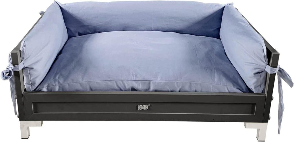 New Age Pet ECOFLEX Manhattan Raised Dog Bed, Moisture Resistant Frame with Stainless Steel Accents, Memory Foam Cushion, Espresso Black, X-Large