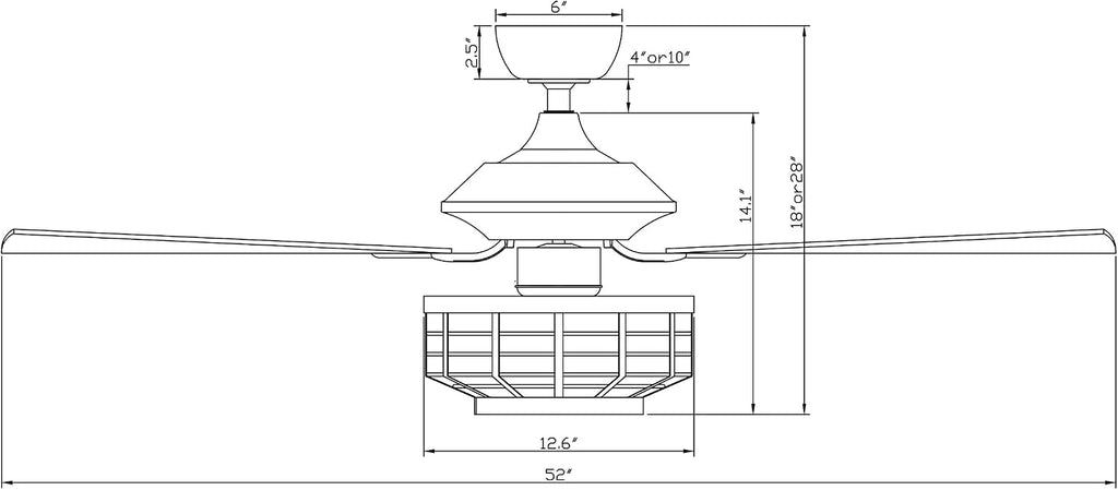 Parrot Uncle Ceiling Fans with Lights and Remote 52 Inch Black Ceiling Fan with Light Farmhouse Outdoor Ceiling Fans for Patios Covered
