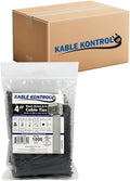 Kable Kontrol Cable Zip Ties Black 40,000 Pcs 4 Inch, 18 Lbs Tensile Strength, Bulk Pack, Self-locking UV Resistant Plastic Nylon Wire Ties, for Indoor or Outdoor Use