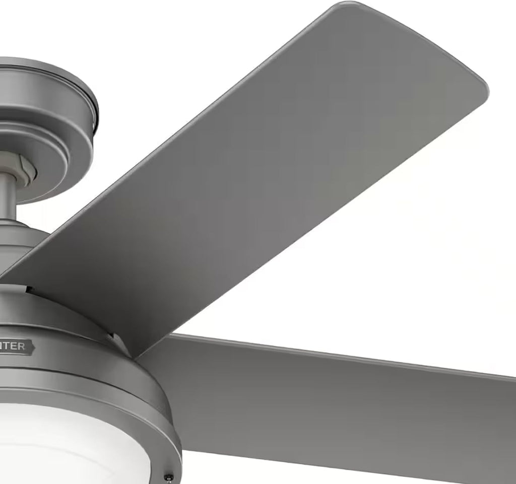 Hunter Fan 44 inch Matte Silver Indoor/Outdoor Ceiling Fan with Lights and Pull Chains for Living Room, Bedroom, Farmhouse, Porch, Kitchen (Renewed)