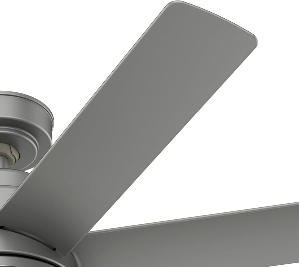 Hunter Fan 52 inch Matte Silver Indoor/Outdoor Ceiling Fan with Light and Remote Control for Bedroom, Living Room, Office, Basement, Kitchen, Patio, CC5C23C76 (Renewed)