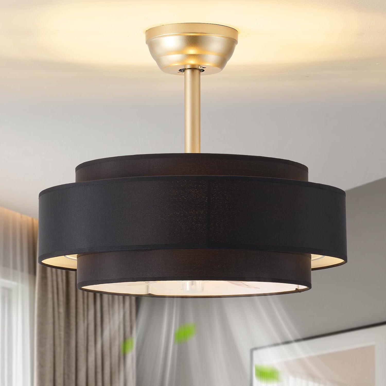 20' Boho Fandelier Ceiling Fan with Light, Caged Black Fandelier Ceiling Fans with Lights Remote Control with 6 Speeds for Bedroom, Nursery, Living Room