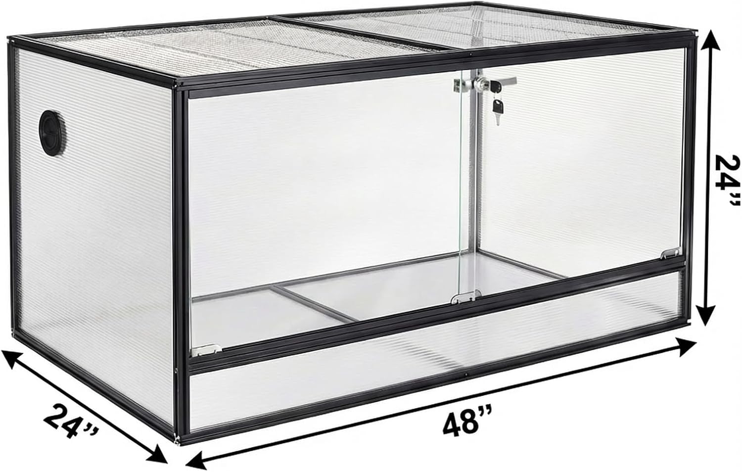 120 Gallon Bearded Dragon Tank, 48 x 24 x 24 Reptile Enclosure with Lockable Sliding Glass Doors and Top Screen Ventilation for Easy Maintenance