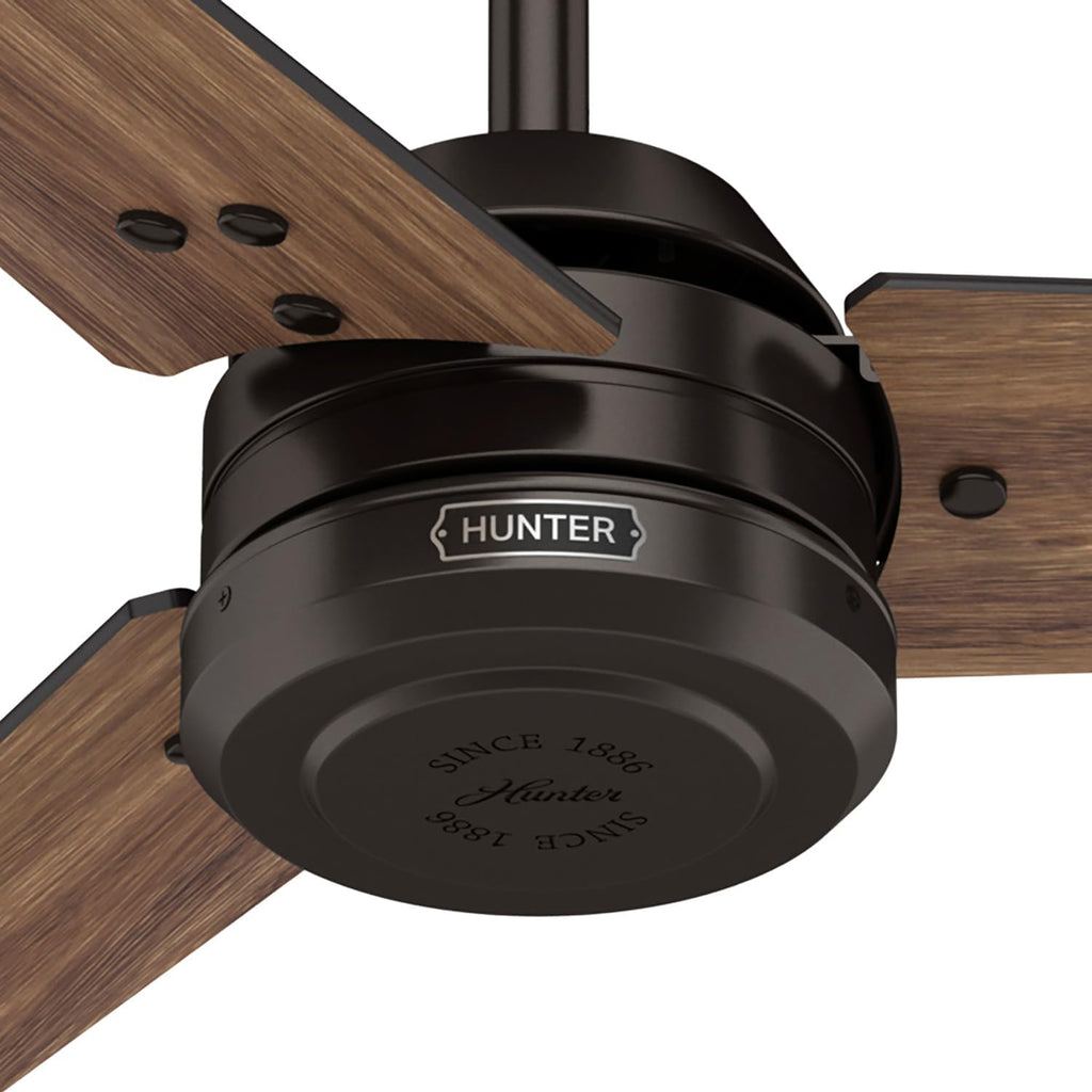 Hunter Fan 60 inch Ceiling Fan with No Light, Outdoor or Indoor Bronze Ceiling Fan with 3 Blades for Porch, Living Room, Office, Kitchen, Garage (Renewed)