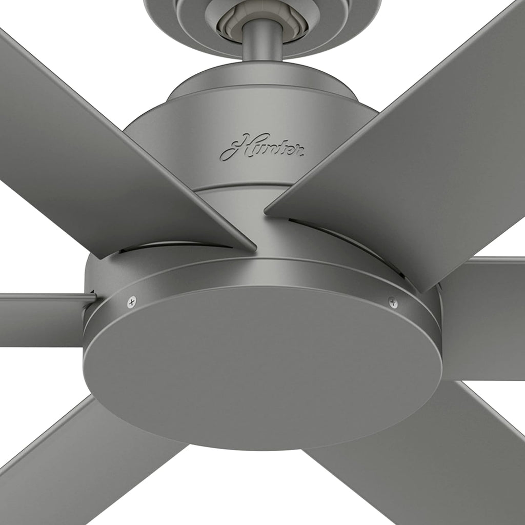 Hunter Fan 44 in Casual Matte Silver Finish Outdoor Ceiling Fan with 6 Blades (Renewed)