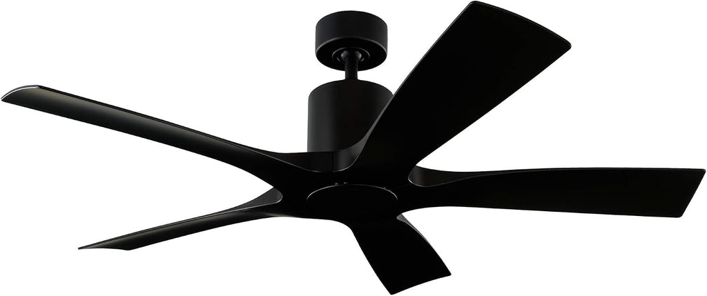 Modern Forms Aviator 5-Blade 54 in Smart Indoor and Outdoor Smart Down rod Ceiling Fan Matte Black with Remote Control (Light Kit Sold Separately)
