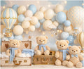 Kate 10x8ft Pastel Baby Shower Backdrop for Photography Teddy Bears Toy Hot Air Balloons Decoration Vintage Style Baby Photo Booth Background Decor