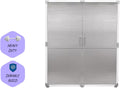 Solid Stainless Steel Lockable Extra Wide MEGA Storage Cabinet, 60' W x 24' D x 72' H (White)