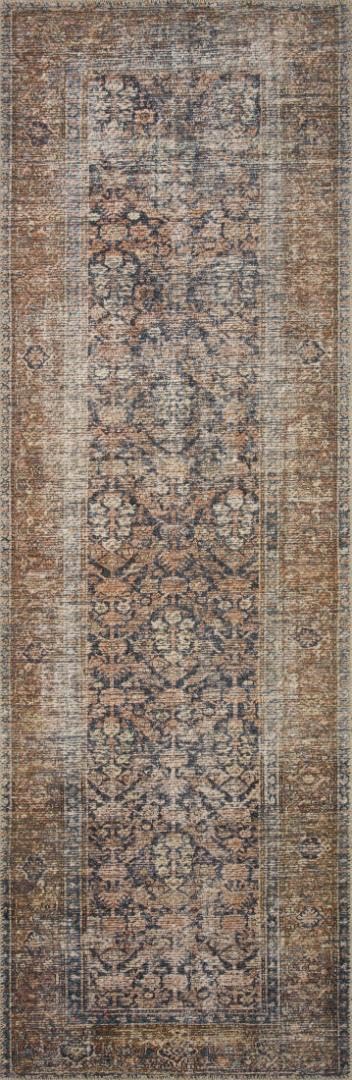 Loloi Amber Lewis Billie Collection, Ink & Salmon 5'-0' x 7'-6' Area Rug – Antique & Distressed Accent Rugs for Living Room, Bedroom, Entryway & Hallway, No Shed High Traffic Area Home Decor Rug