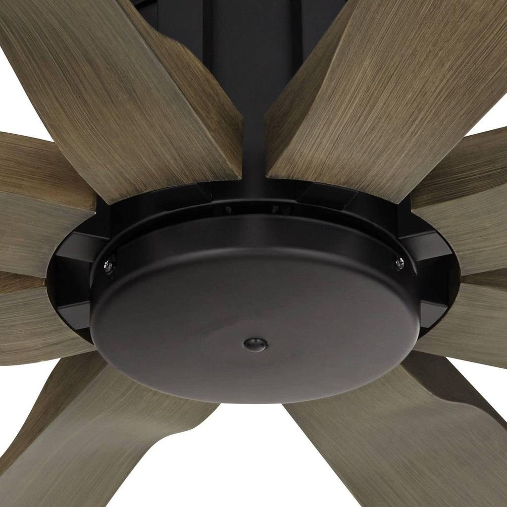 Possini Euro Design 60' Defender Industrial Rustic Indoor Outdoor Ceiling Fan with Remote Control Matte Black Hand-Painted Weathered Oak Damp Rated for Patio Exterior Porch Gazebo Garage Barn Roof