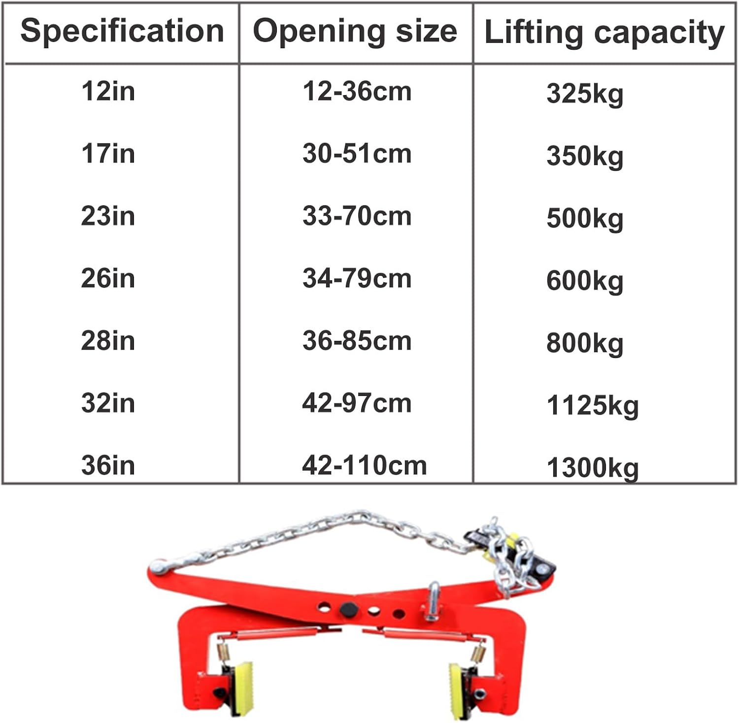 23In Thickened Chain Link Lifting Tongs - Heavy Duty Steel Clamp for Granite, Glass, Metal & Stone Slabs - Vertical Plate Rigging Tool for Secure Lifting & Spre,12in