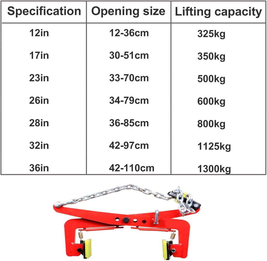 23In Thickened Chain Link Lifting Tongs - Heavy Duty Steel Clamp for Granite, Glass, Metal & Stone Slabs - Vertical Plate Rigging Tool for Secure Lifting & Spre,28in