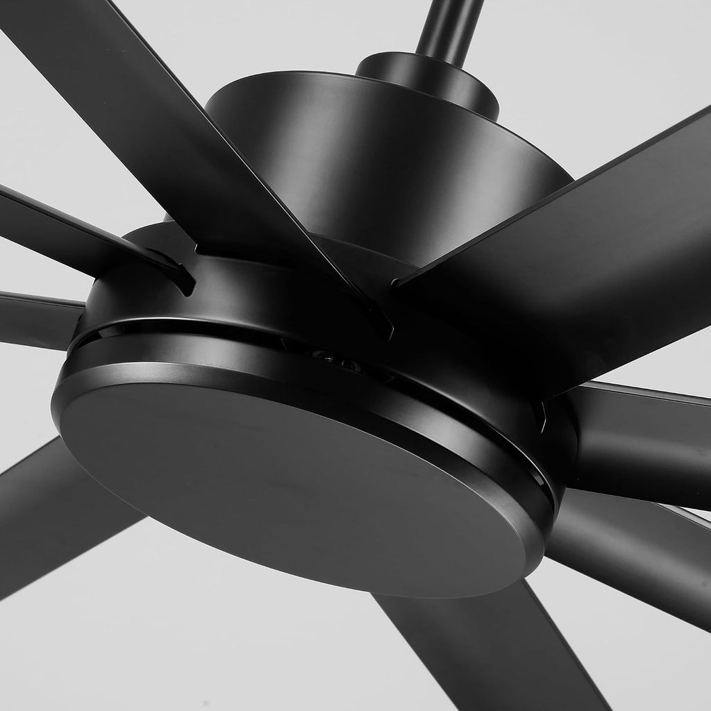 100 Inch Ceiling Fan without Lights, Industrial Commercial Ceiling Fan with Remote, 6 Speeds Quiet DC Motor, Reversible Large Shop Fan for Patio Garage Barn Gym, 8 Aluminum Blades, Matte Black