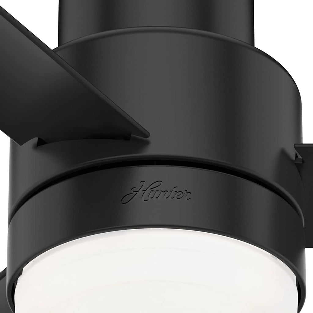 Hunter Fan Company, 51330, 52 inch Gilmour Matte Black Low Profile Damp Rated Ceiling Fan with LED Light Kit and Handheld Remote