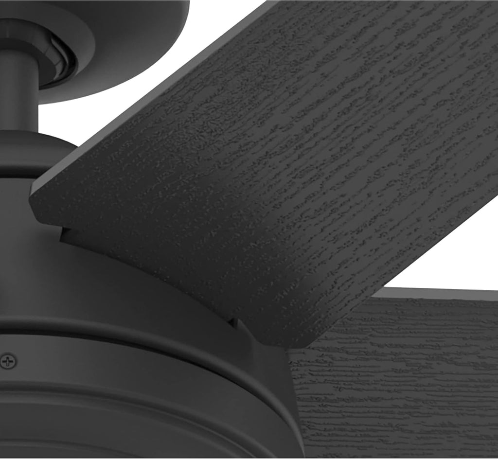Hunter 52 inch Jetty Matte Black Wet Rated Ceiling Fan and Wall Control
