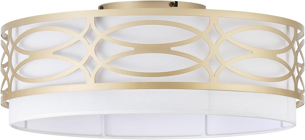 20' Gold Flush Mount Ceiling Fan with Light, Caged Boho Ceiling Fan with Lights Remote Control with 6 Speeds for Bedroom, Living Room, Nursery