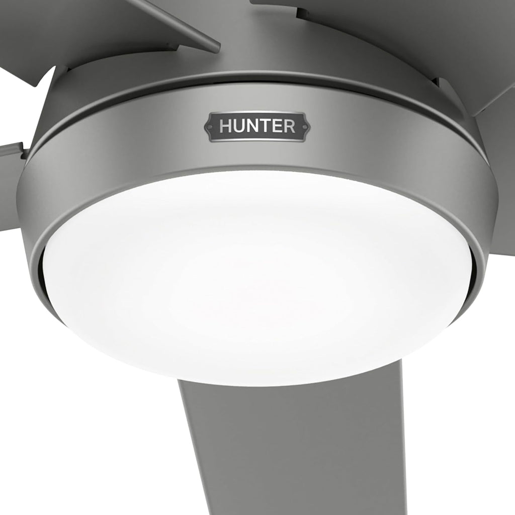 Hunter Fan 52 Inch Matte Silver Indoor/Outdoor Ceiling Fan with Lights for Farmhouse, Patio, Bedroom, Living Room, Office, Basement, Kitchen (Renewed), CC5C26C12