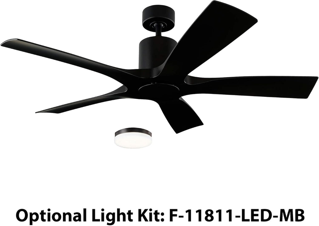 Modern Forms Aviator 5-Blade 54 in Smart Indoor and Outdoor Smart Down rod Ceiling Fan Matte Black with Remote Control (Light Kit Sold Separately)
