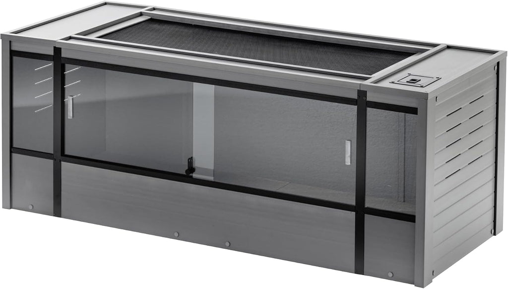 New Age Pet ECOFLEX 60' Wide X-Large Reptile Habitat, Mojave Lounge for Snakes, Tortoises & Lizards in Maple, Black & Grey, Easy Assembly, Sliding Glass Doors & Mesh Top