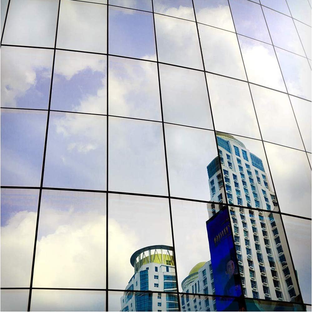 Window Film Privacy One Way Window Reflective Film Sun Blocking, Heat Control and Anti UV Adhesive Mirror Window Tint for Home and Office, 35.4Inch x 66Feet, Silver