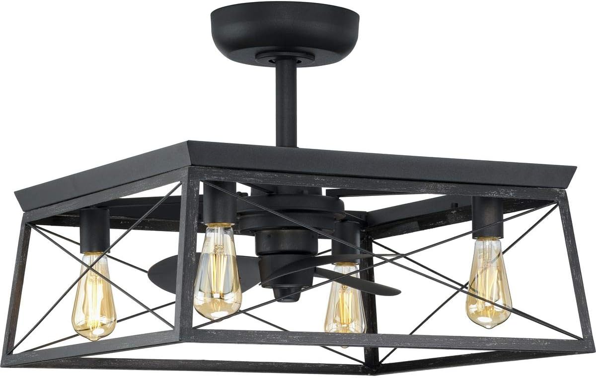 Progress Lighting Briarwood Collection 22-Inch 3-Blade AC Motor Farmhouse Ceiling Fan Matte Black, 17.00x22.00x22.00