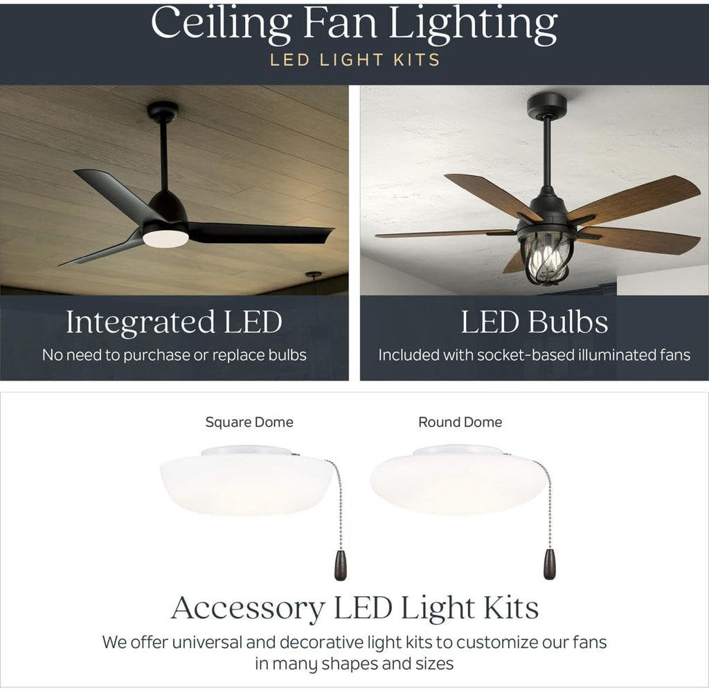 Kichler Canfield 30' Ceiling Fan in White, 5-Blade Indoor/Outdoor Fan with Pull Chain Controls, (30' W x 15' H), 300103WH