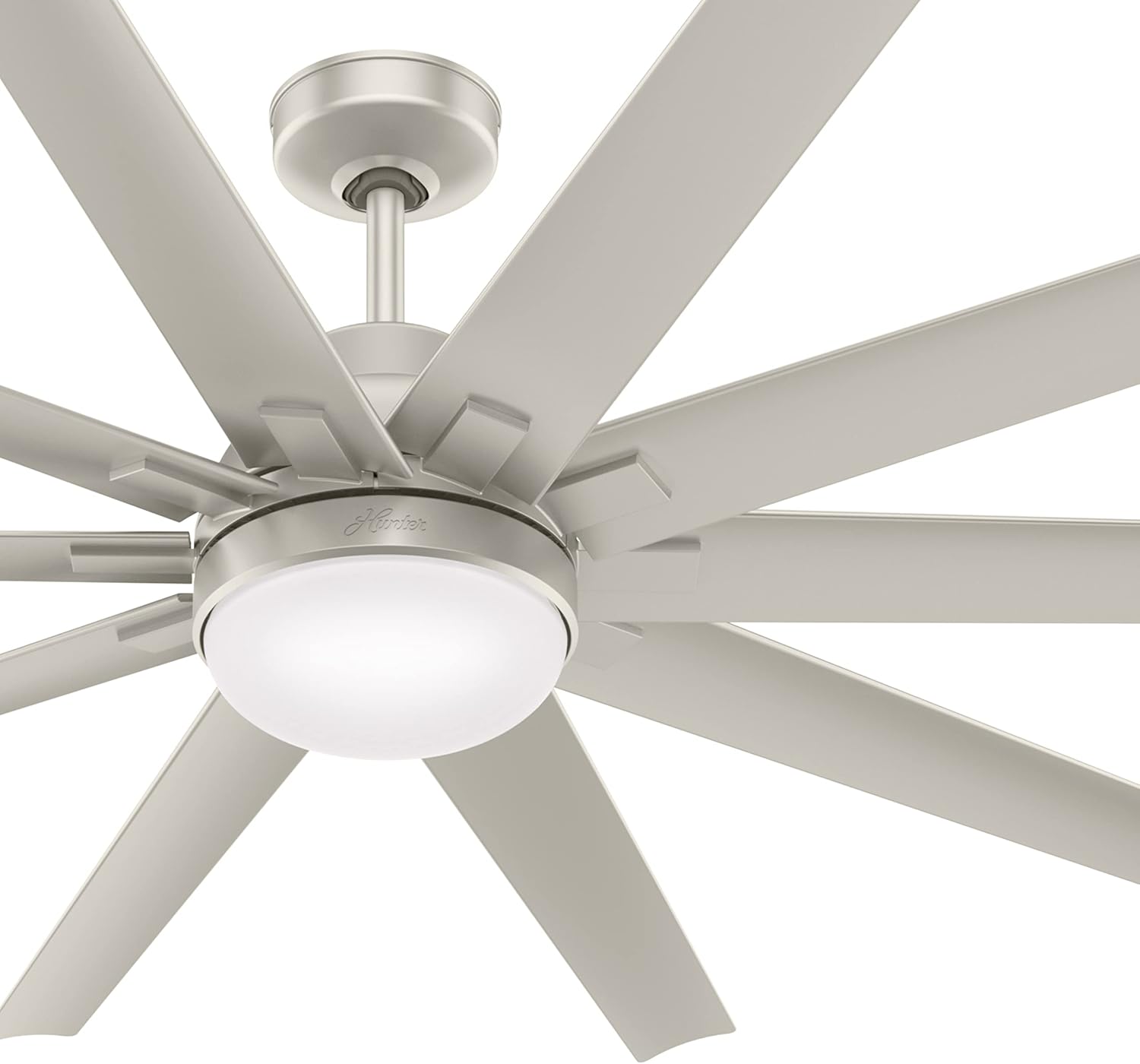 Hunter Fan 72 inch Ceiling Fan with Light, Outdoor or Indoor Matte Nickel Ceiling Fan for Porch, Living Room, Office, Kitchen, Garage, 10 Blades (Renewed)