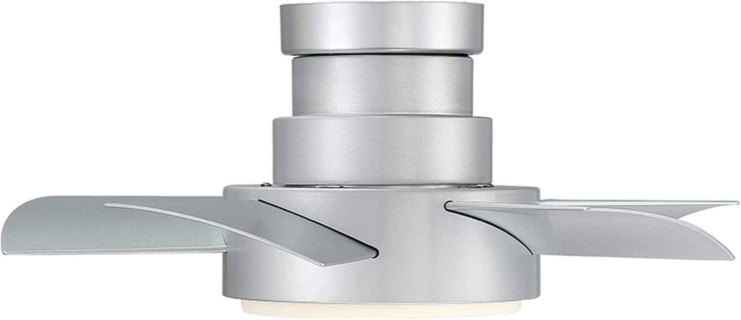 Vox Indoor and Outdoor 5-Blade Smart Flush Mount Ceiling Fan 26in Titanium with 3000K LED Light Kit and Remote Control
