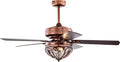 Warehouse of Tiffany Jacira 52 Inch Antique Copper Crystal Ceiling Fan with Remote, Large (AW01W01AC), Metallic