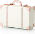 COTRUNKAGE 18' Carry On Suitcase Cute Pu Overnight Vintage Trunk Luggage Bag for Women with Combination Locks, Cream White