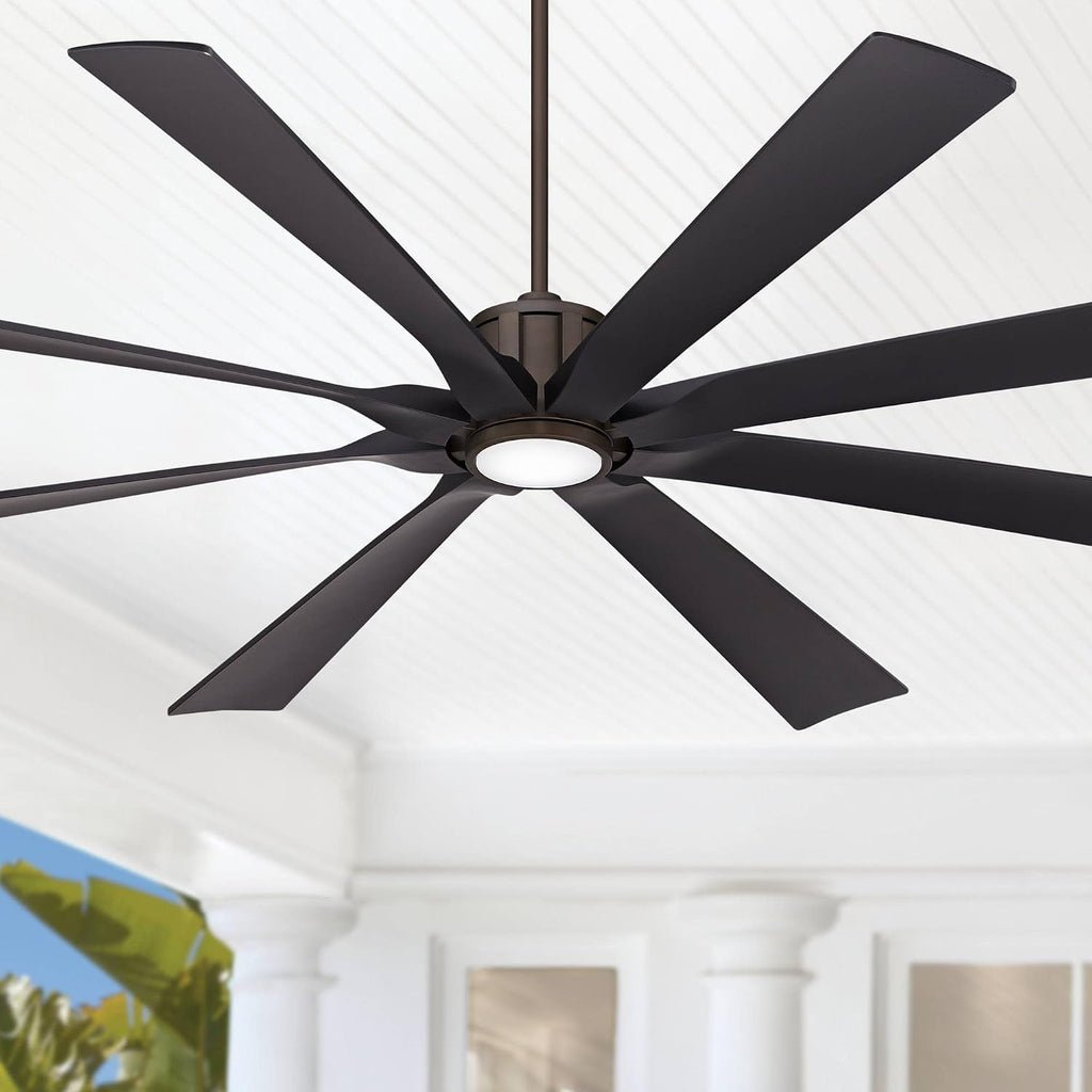Possini Euro Design 80' Defender Rustic Farmhouse Indoor Outdoor Ceiling Fan with Dimmable LED Light Remote Control Oil Rubbed Bronze Black Damp Rated for Patio Exterior Porch Gazebo Garage Barn