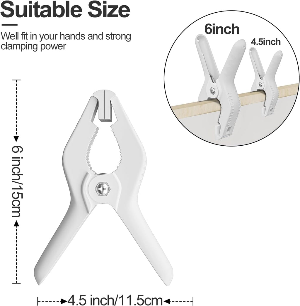 EMART Pipe and Drape Backdrop Stand Kit with 6 inch White Clamps, 8.9ftx10ft Heavy Duty Adjustable Photo Background for Wedding, Birthday Party, Banquet Decorations - Silver