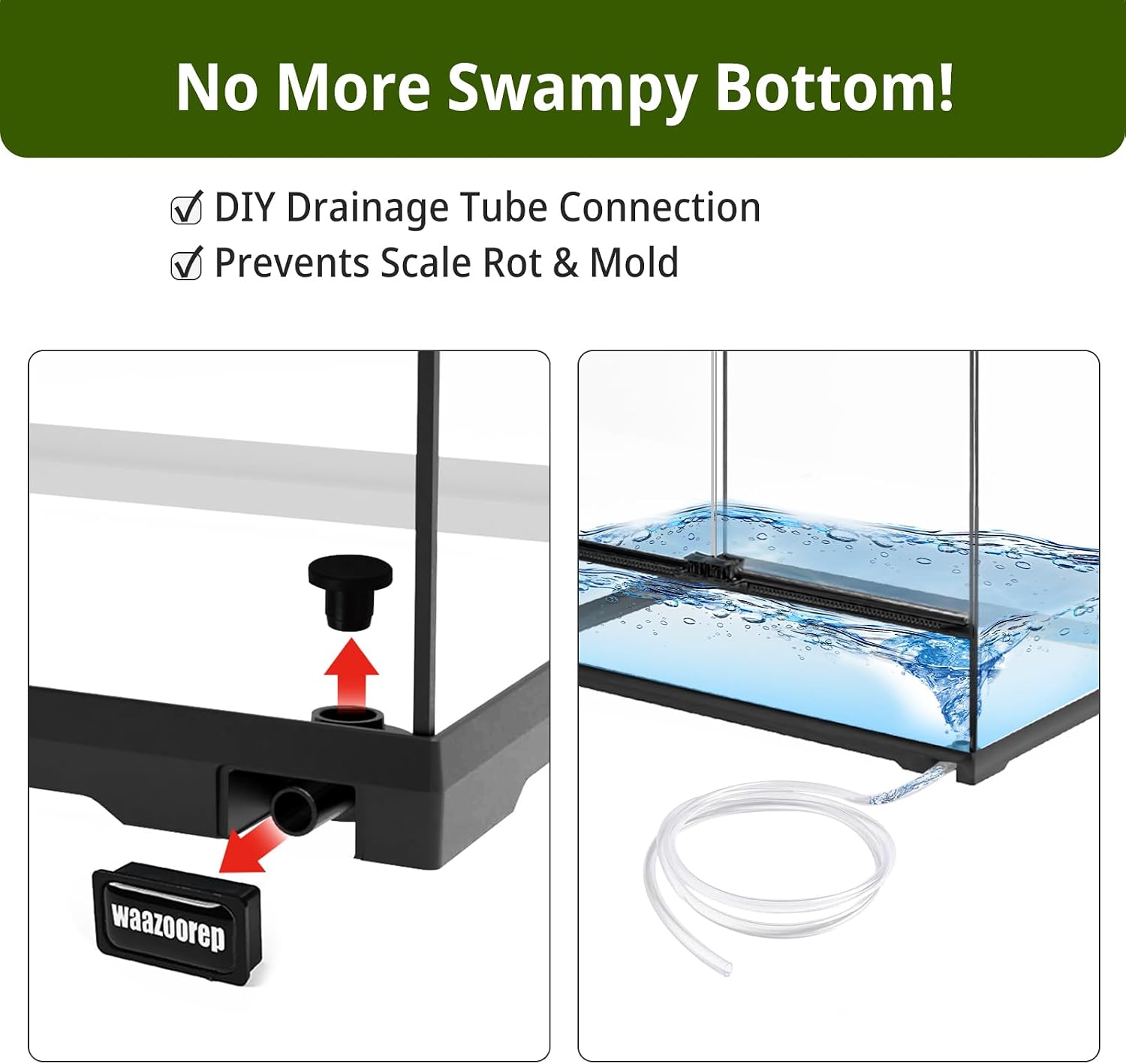 17 Gallon Reptile Glass Tank 20'x14'x14' with Drainage Hole - Pre-Assembled Reptile Cage Enclosure for Turtle,Tortoise,Hermit Crab,Bearded Dragon,Gecko,Lizard,Snake,Spider,Fish,Tarantula