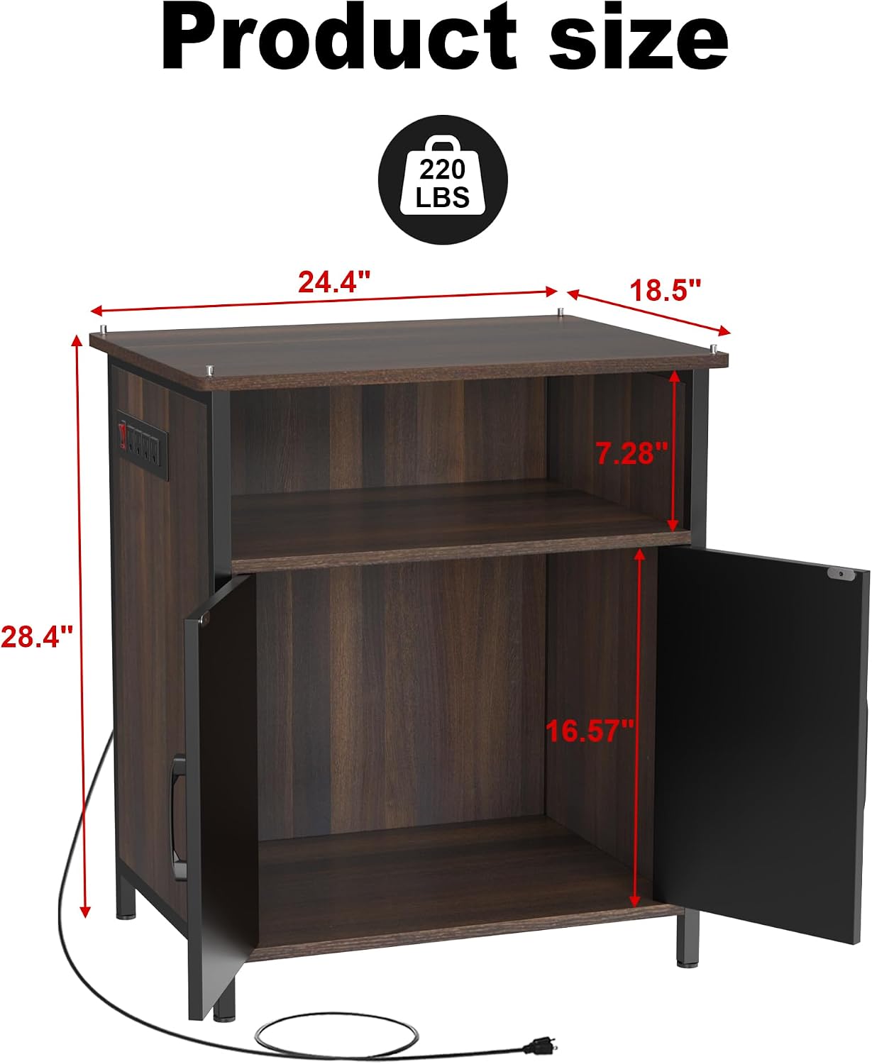 GDLF Terrarium Stand Reptile Tank Stand with Accessories Storage and Power Outlets for 24'Wx18'D Reptile Terrarium