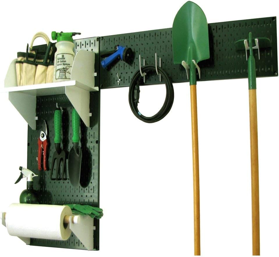 Wall Control Gardening Tool Pegboard Wall Storage Organizer Kit - Green
