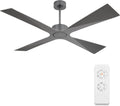 WINGBO 54' Wet Rated Outdoor Ceiling Fan without Lights, 4 ABS Plastic Blades, 6-Speed Reversible Quiet DC Motor, Waterproof Ceiling Fan No Lights for Patio Porch Gazebo Garage, Brushed Graphite