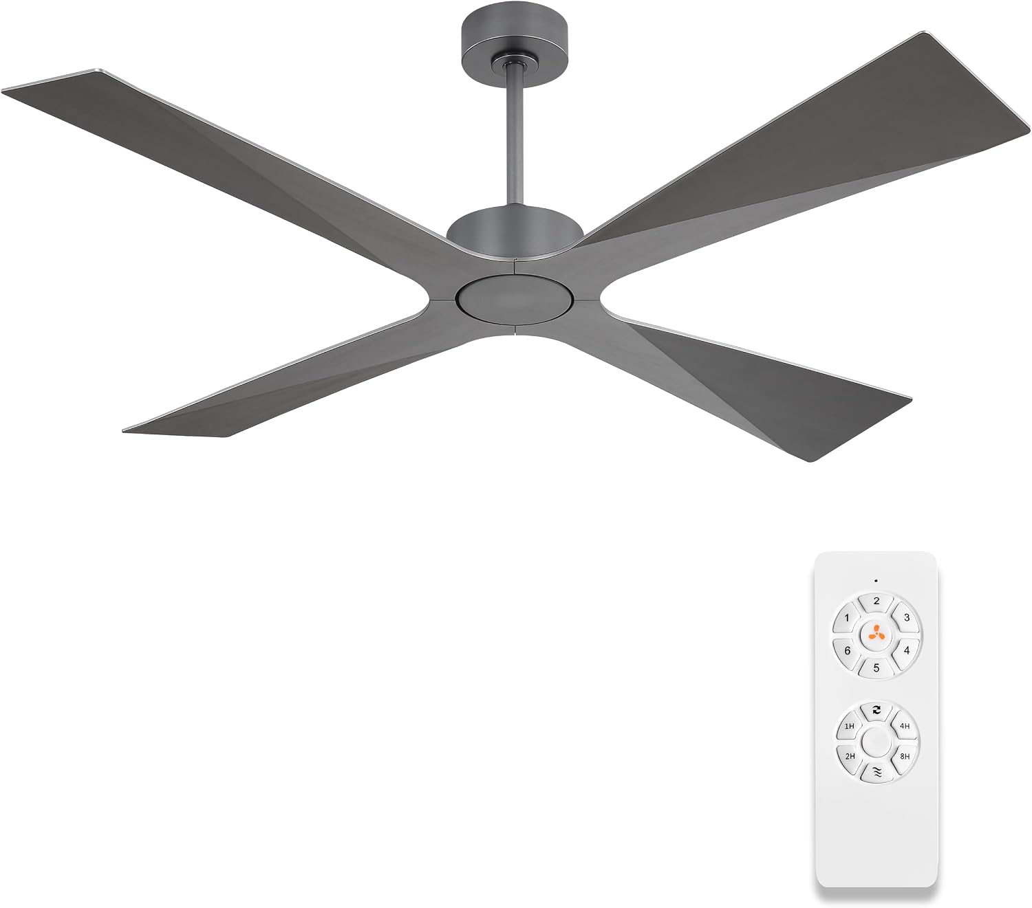 WINGBO 54' Wet Rated Outdoor Ceiling Fan without Lights, 4 ABS Plastic Blades, 6-Speed Reversible Quiet DC Motor, Waterproof Ceiling Fan No Lights for Patio Porch Gazebo Garage, Brushed Graphite