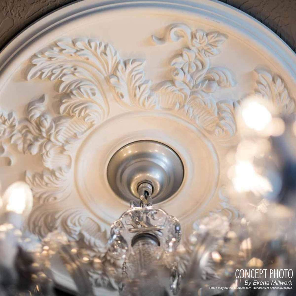 Ekena Millwork CM12CLSLS 12 3/8'OD X 4'ID X 1 1/8'P Classic Ceiling Medallion Fits Canopies Up to 7 1/4', Silver