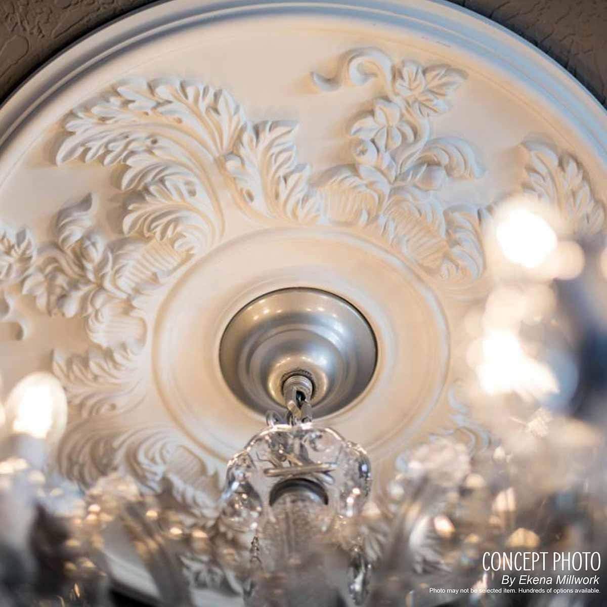 Ekena Millwork CM12CLSLS 12 3/8'OD X 4'ID X 1 1/8'P Classic Ceiling Medallion Fits Canopies Up to 7 1/4', Silver