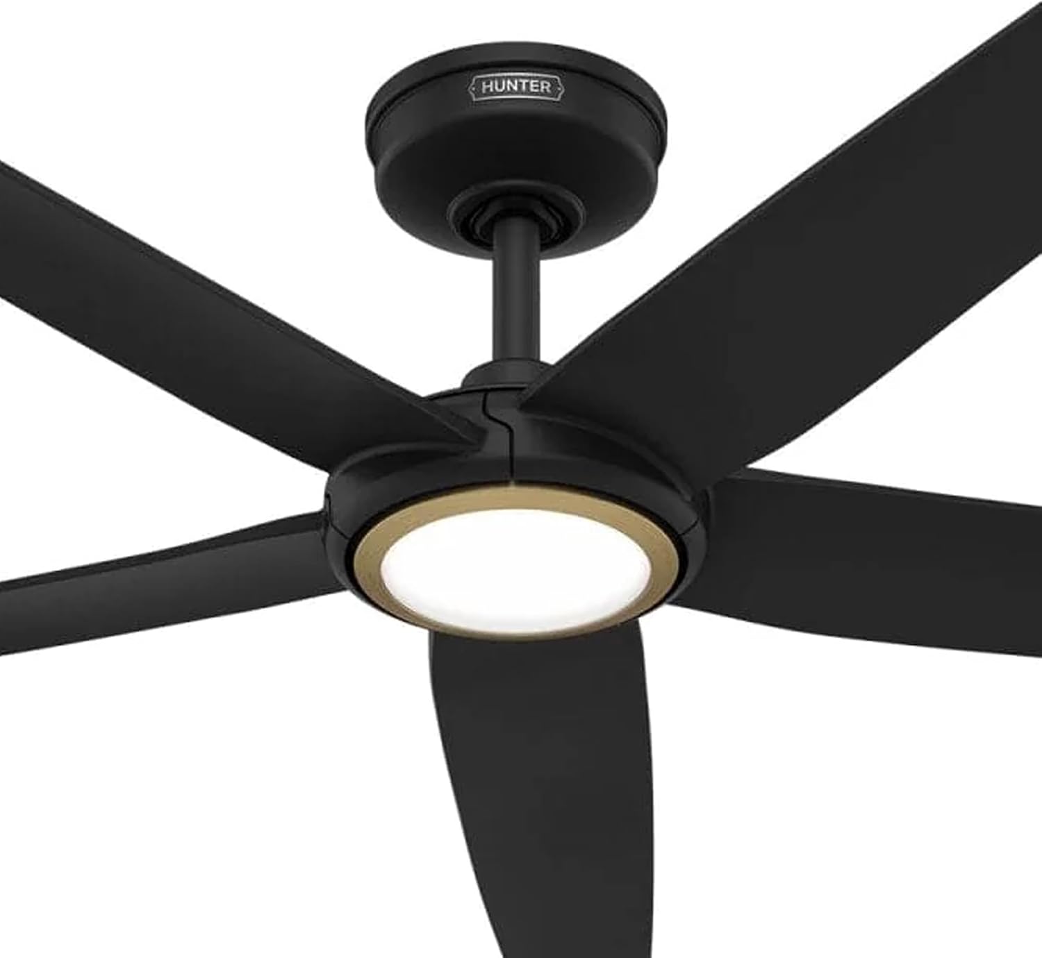 Hunter Fan Outdoor or Indoor Ceiling Fan, 44 in Matte Black Ceiling Fan with Light and Remote for Patios, Living Room, Bedroom, Porch, Garage, 5 Blades (Renewed)