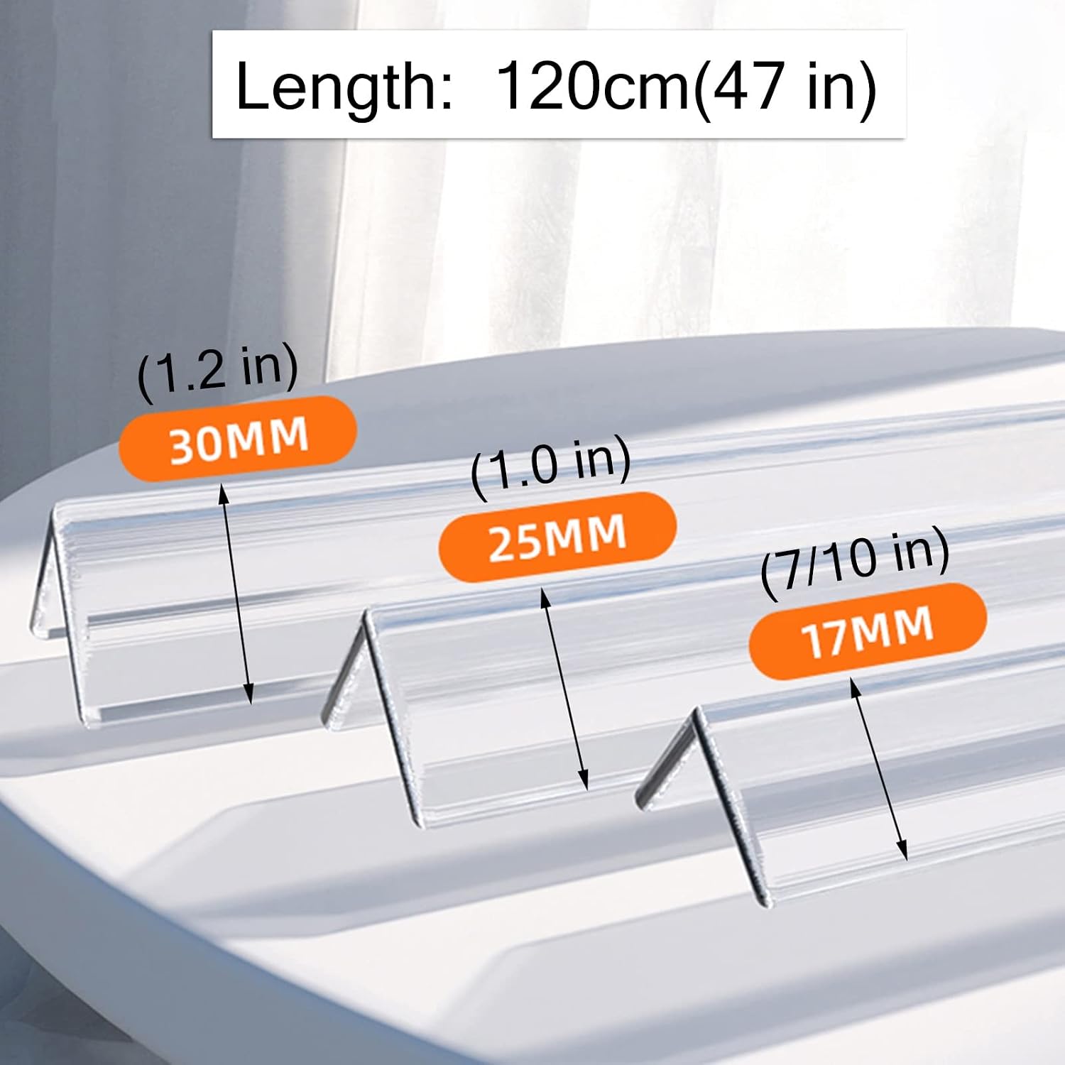 ZAQYCM 120cm Wall Edge Cover Strip Clear, Self Adhesive Corner Guard Plastic for Wall/Tile/Window/Door Frame, 90-Degree Angle Edge Trim Pet Anti-Scratch Shield (Color : W 17mm(7/10 in), Size : 6 Pcs)