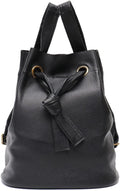 Genuine Leather Backpack Women Fashion Knot Drawstring Casual Shoulder Bag Purse Large School Knapsack(D)
