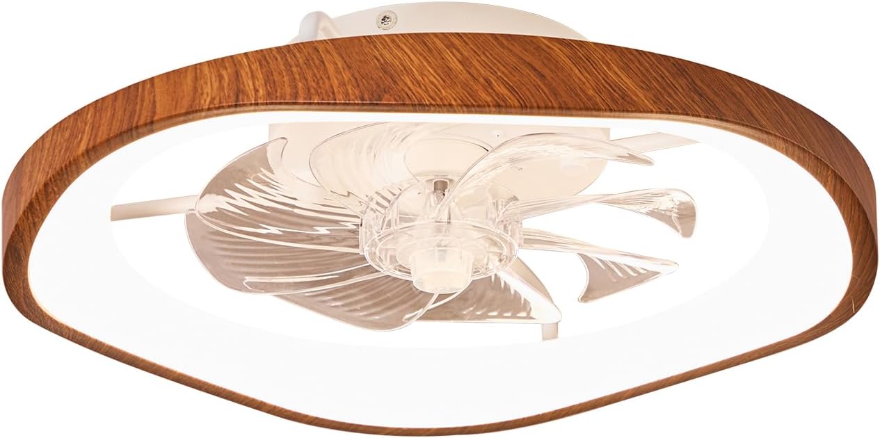 19.7' Modern Ceiling Fans with Lights and Remote, Dimmable Low Profile Ceiling Fan, Farmhouse Smart Bladeless Fandelier Flush Mount Ceiling Fan for Bedroom Dining Room