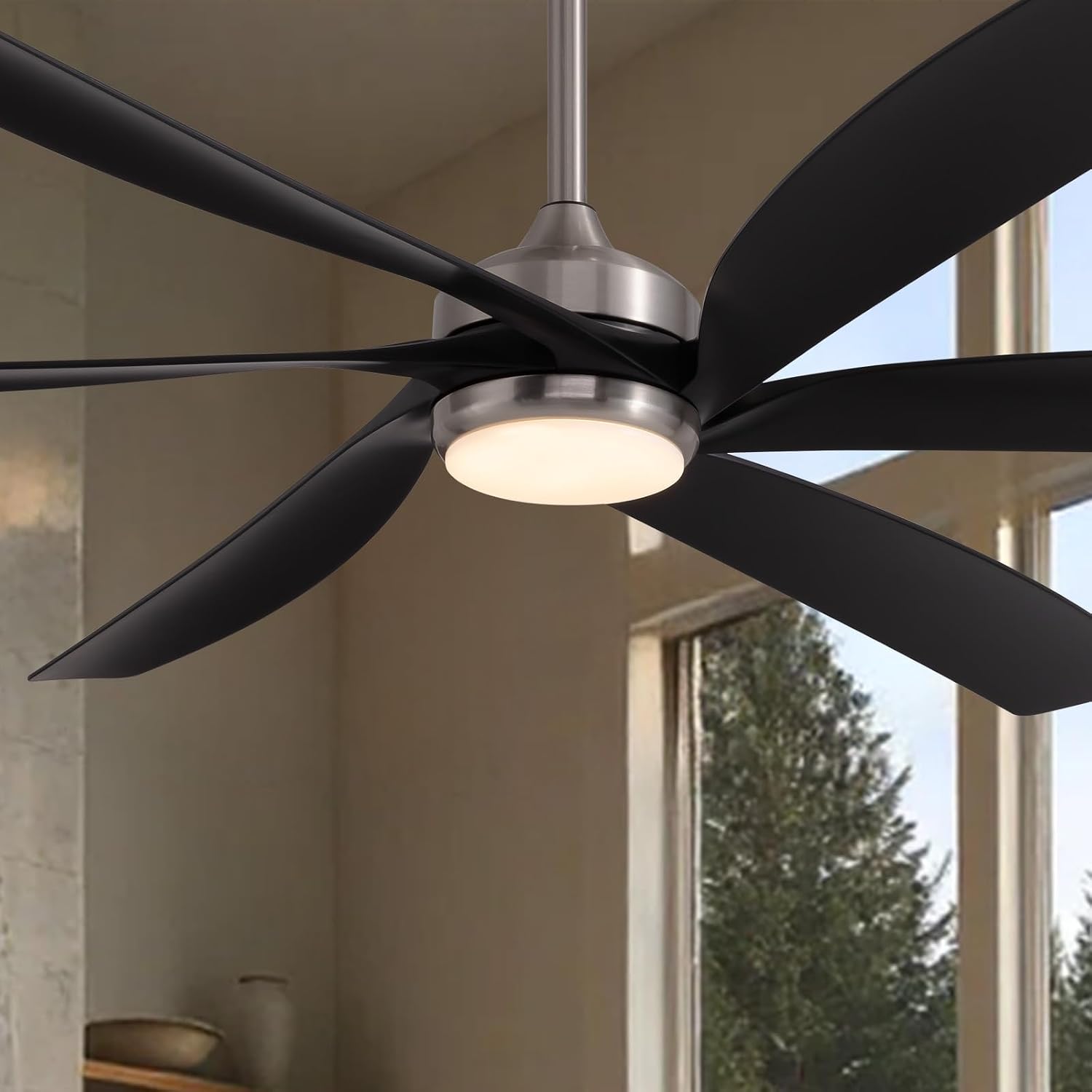 64 Inch Ceiling Fans with Lights,Indoor and Outdoor Modern Ceiling Fans with Lights and Remote,3-Color Light 6-Speed Timing Reversible DC Motor for Bedroom,Living Room,Patio and Kitchen
